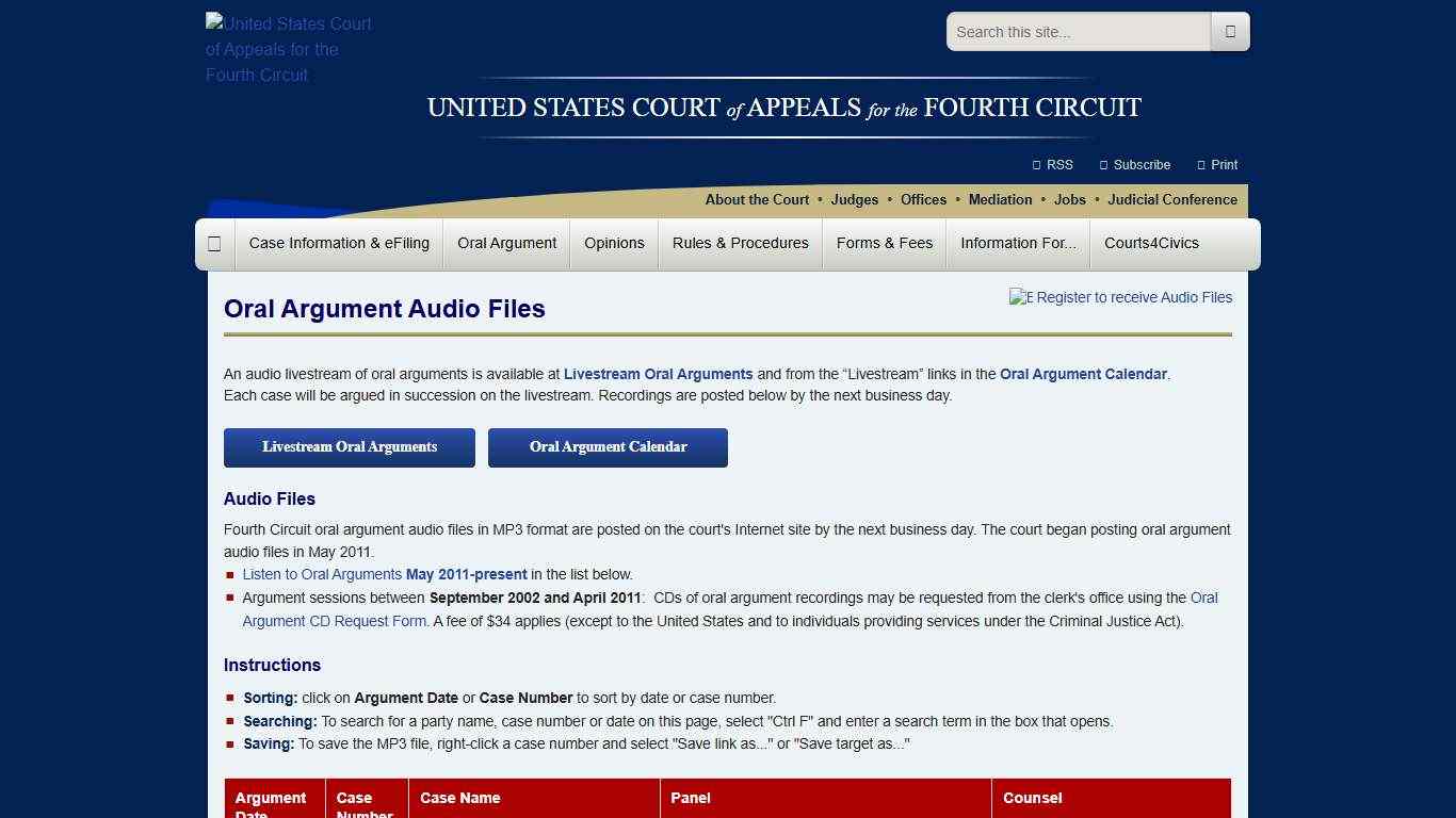 Oral Argument Audio Files